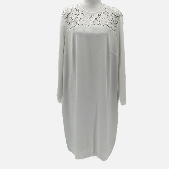 J. Crew Laser Cut Eyelet Dress in 365 Crepe in White - NEW - Size 18 - Picture 3 of 12